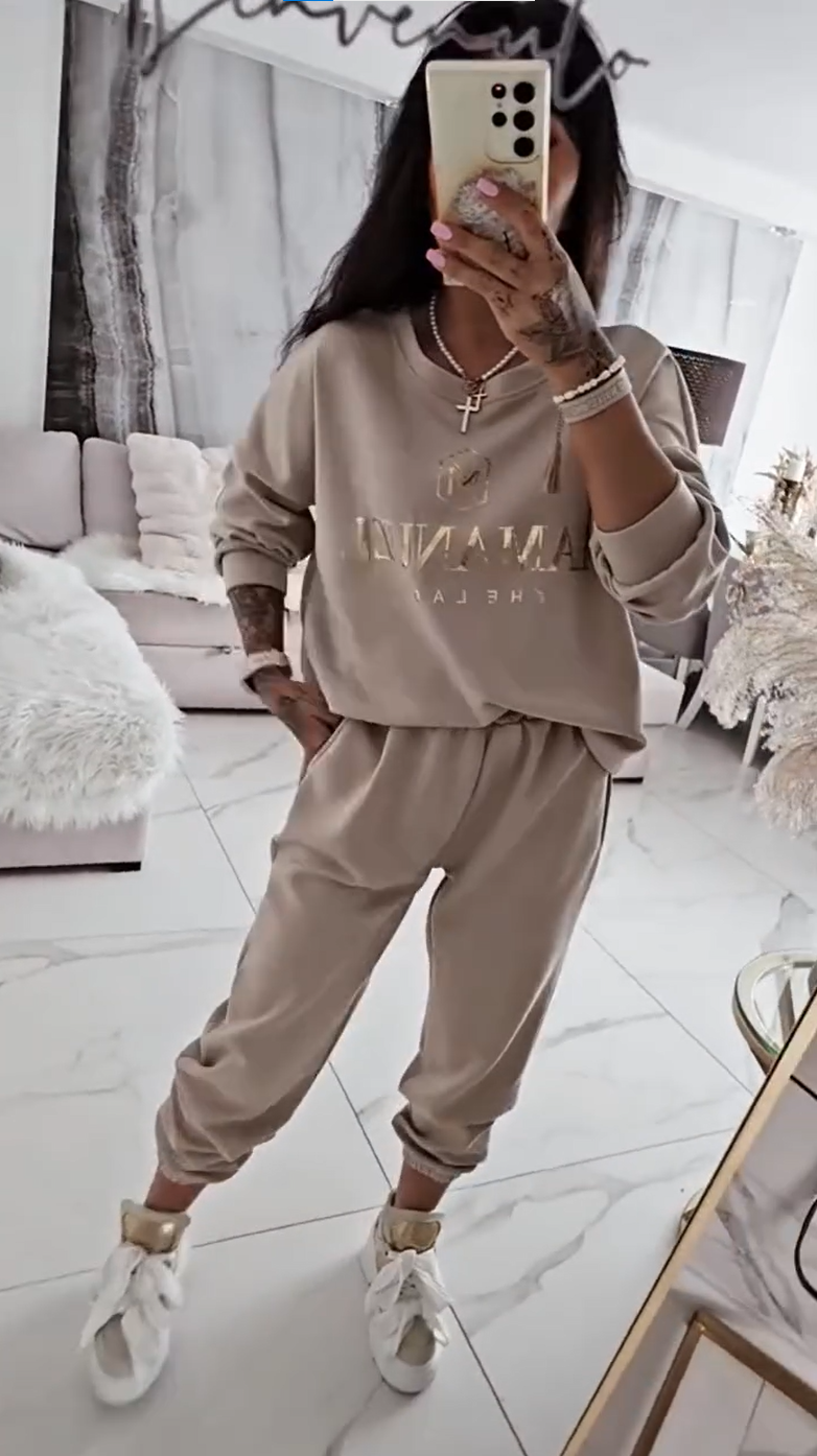 ⏳Časovno omejena ponudba! ⏰Ženski komplet za prosti čas, potiskana bluza in ohlapne hlače-SI