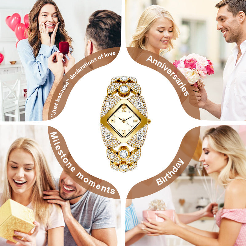 💜Reloj de cuarzo retro con cristales brillantes⌚-ES