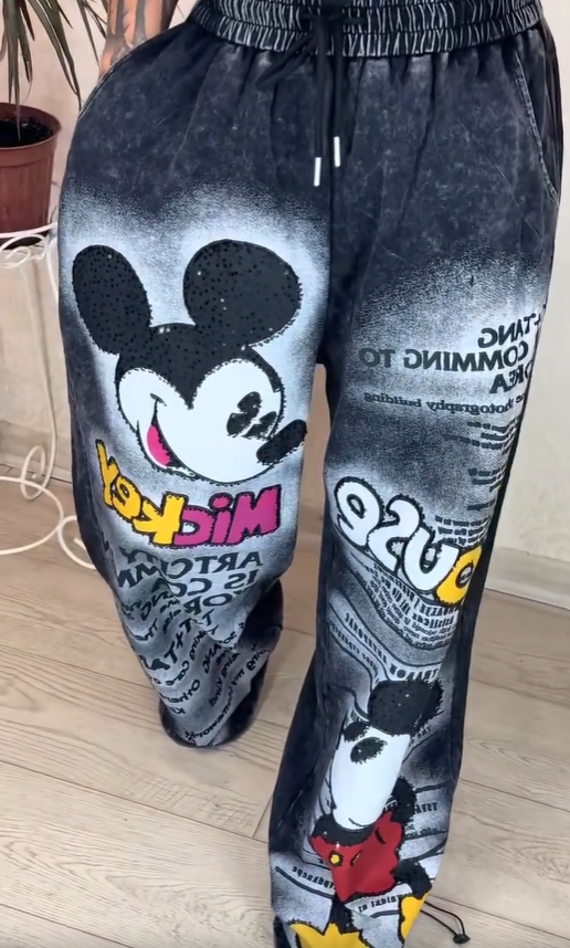 Madingi plačių džinsų kirpimai karštos plytos spalvos-LT