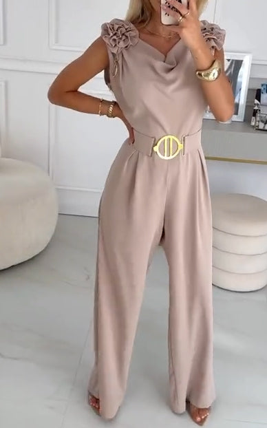 Mono de verano sin mangas para mujer con estampado floral 3D y cuello en V-ES