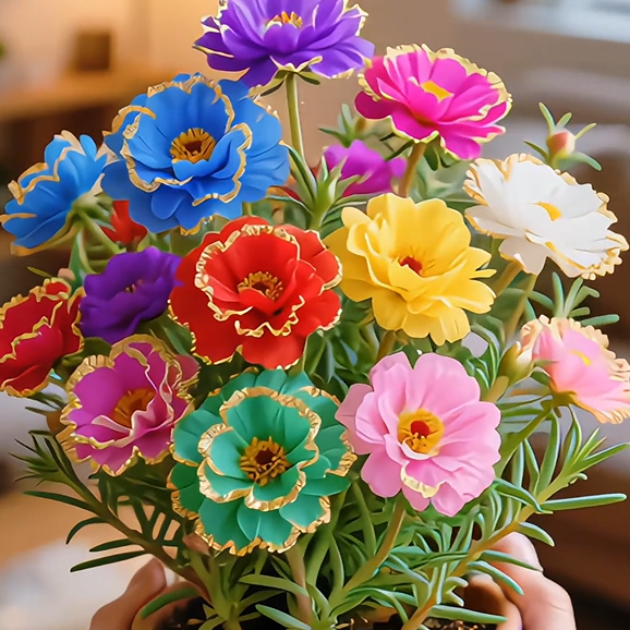 Kuldne pitsiline portulaka 🌸✨ Kaunid topeltõied suviste värvide jaoks-EE