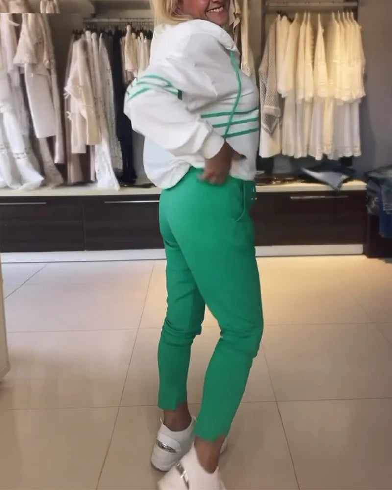 Conjunto de sudadera con estampado de rayas-ES