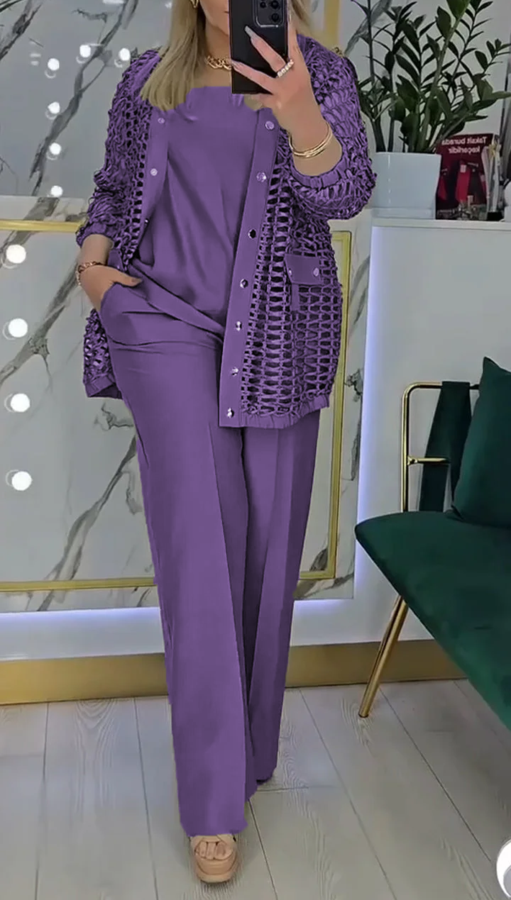 Moteriškas trijų dalių tuščiaviduris kostiumas-LT