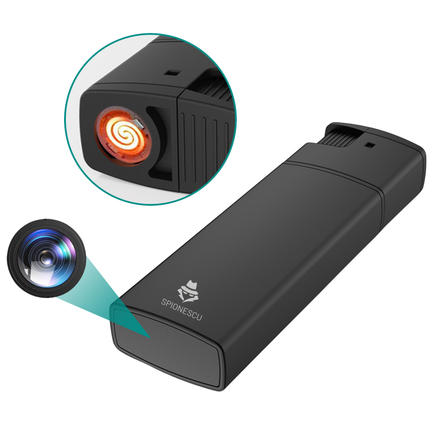 Vžigalnik s skrito kamero, funkcija pravega električnega vžiga, snemanje videa v ločljivosti Full HD 1080p, zaznavanje gibanja, zančno snemanje-SI