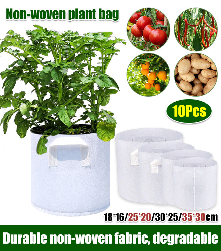 【10 piezas】🌱Bolsas de cultivo para vegetales, flores y plantas de 3/4/5/7/10 galones, bolsas de cultivo resistentes no tejidas-ES