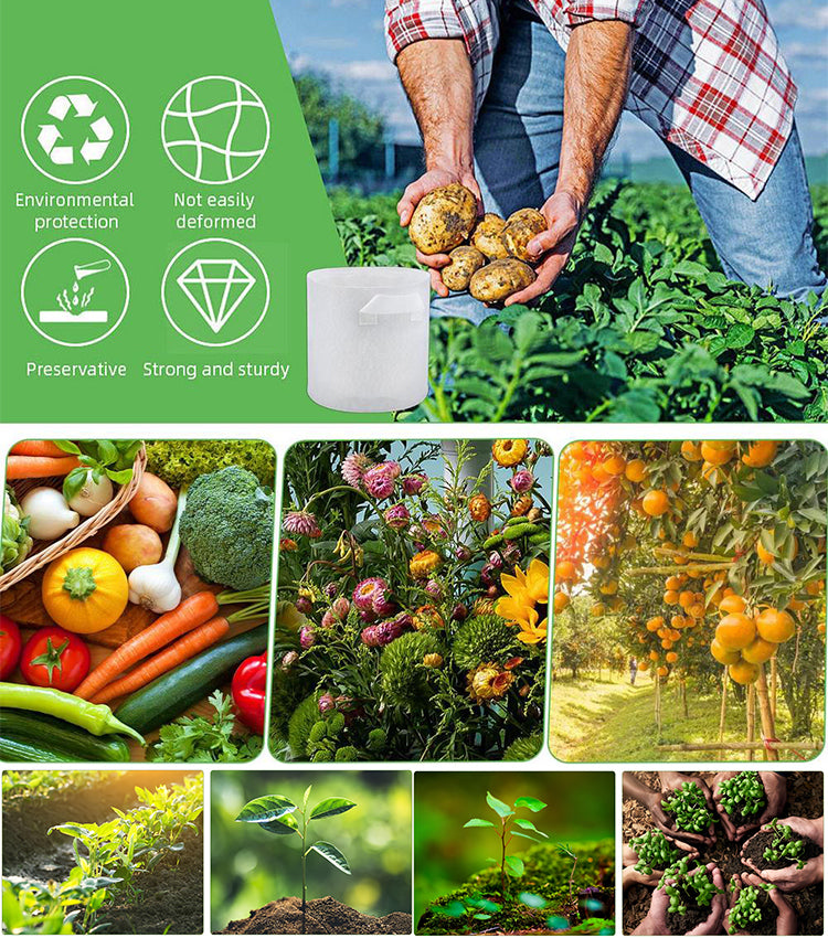 【10 piezas】🌱Bolsas de cultivo para vegetales, flores y plantas de 3/4/5/7/10 galones, bolsas de cultivo resistentes no tejidas-ES