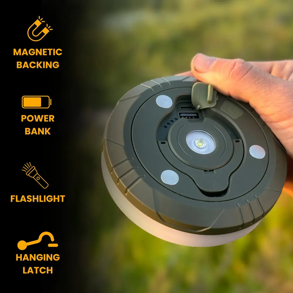 Kamp svetilka™💡 10-metrska zložljiva svetilka 🔋 8-urna življenjska doba baterije 🌈 Več barvnih nastavitev ⚙️ Postavitev v nekaj sekundah-SI