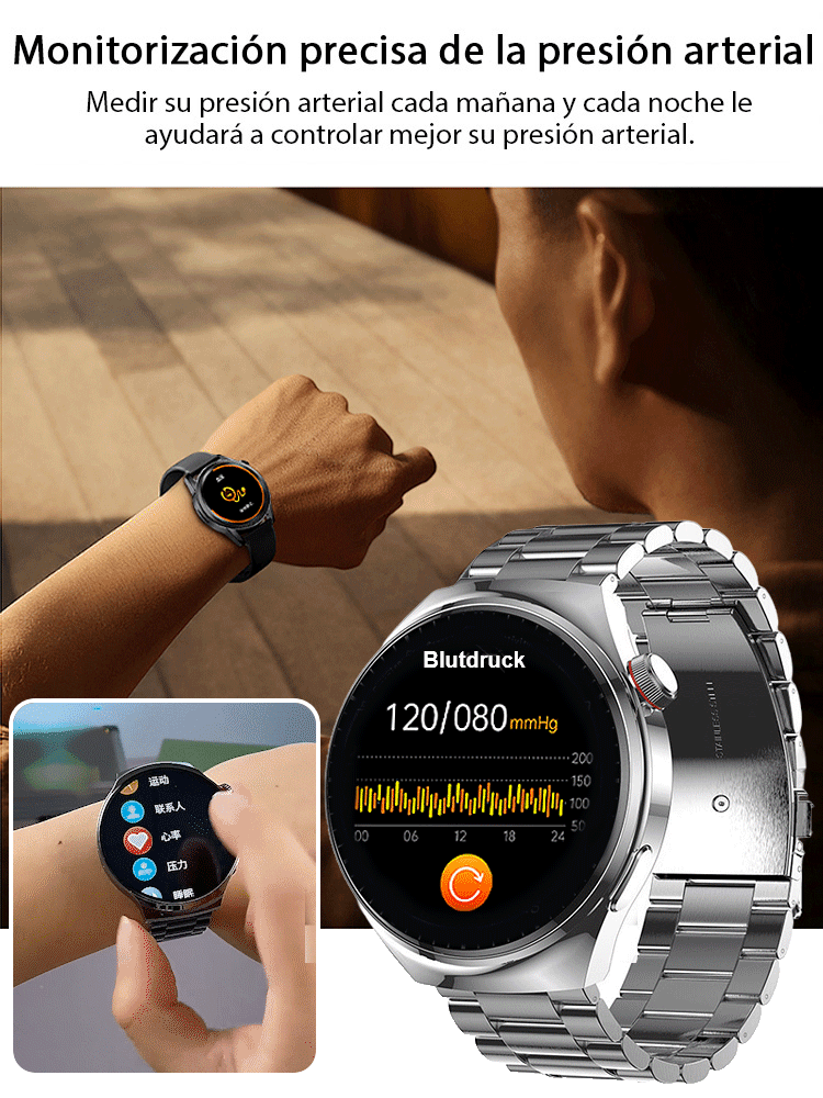 Watch4 Pro Blood Sugar Watch con correa de acero-ES