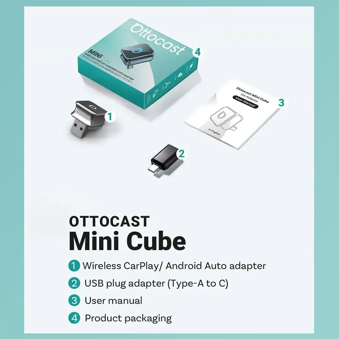 Ασύρματος προσαρμογέας Ottocast Mini 3.0 Ultra Cube για Android Auto CarPlay-GR