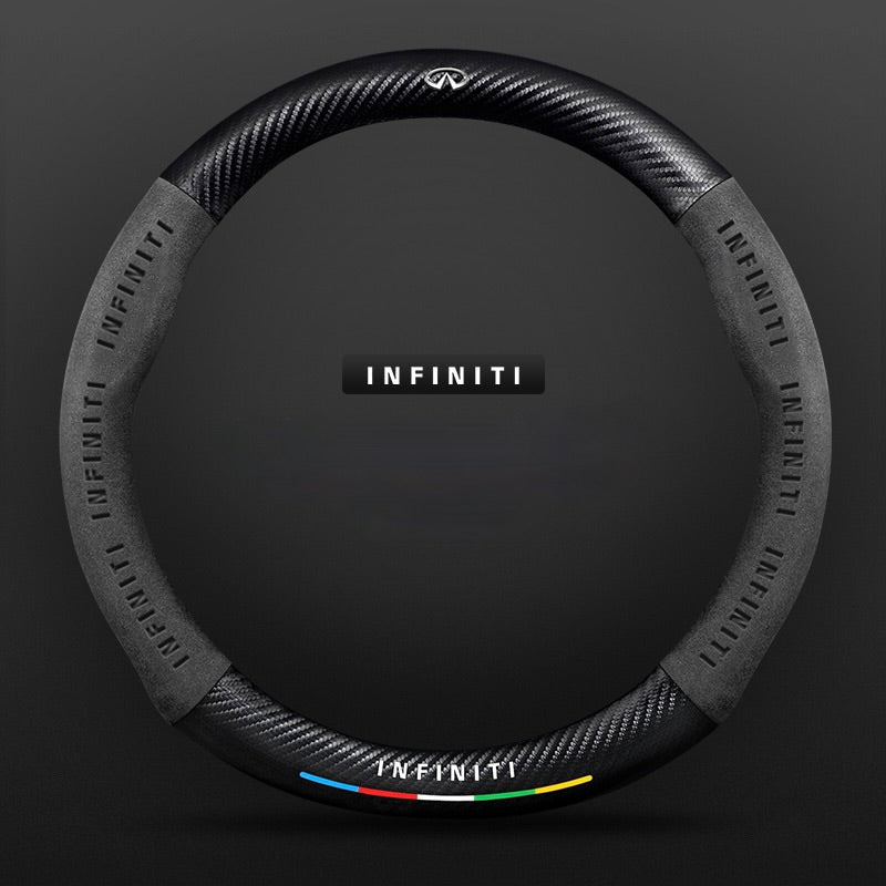 „TrackVibe“ | Juodas anglies pluošto zomšos vairo užvalkalas – neslystantis ir atsparus dilimui-LT