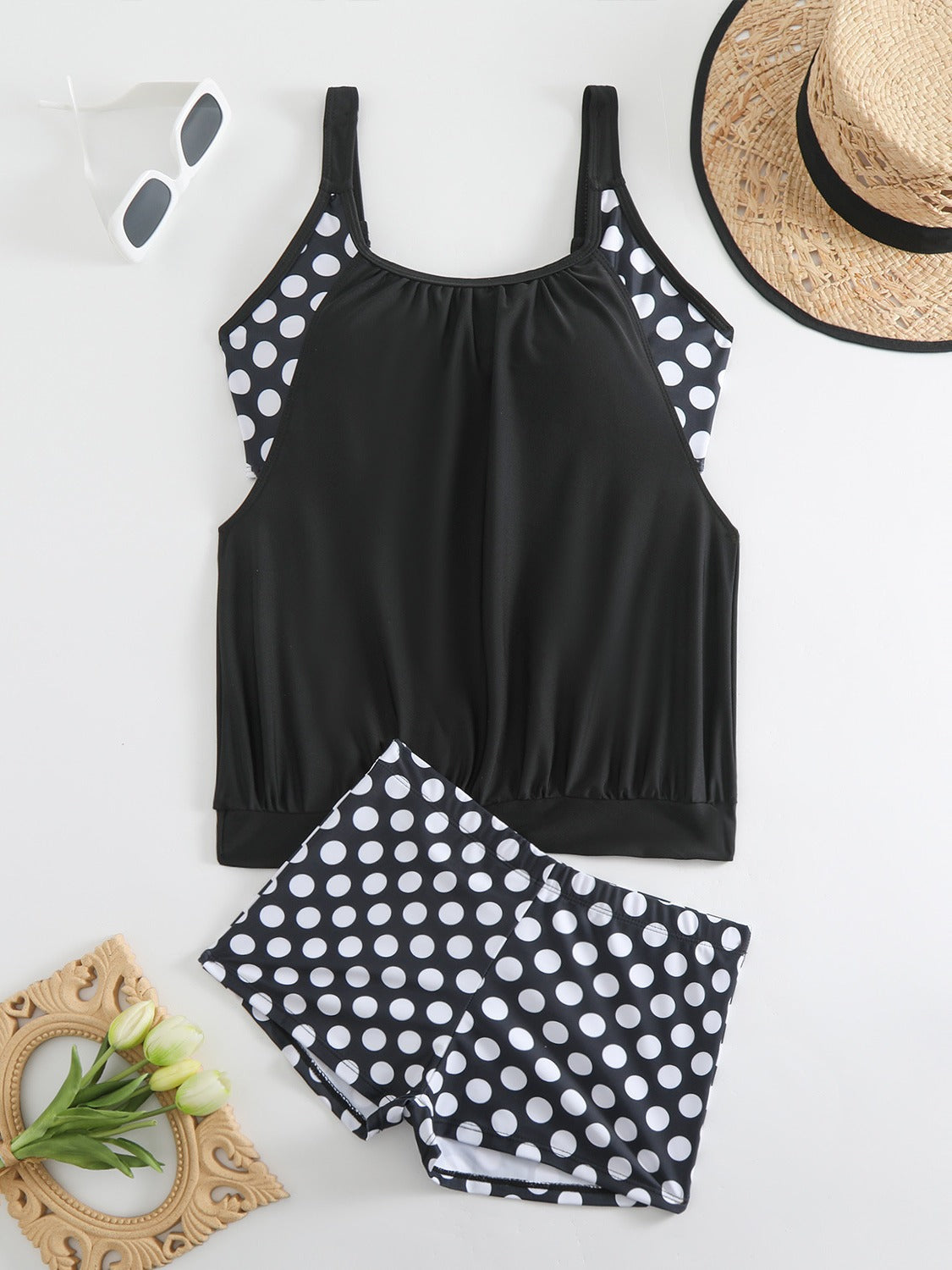 Traje de baño de dos piezas de lunares para mujer ✨-ES