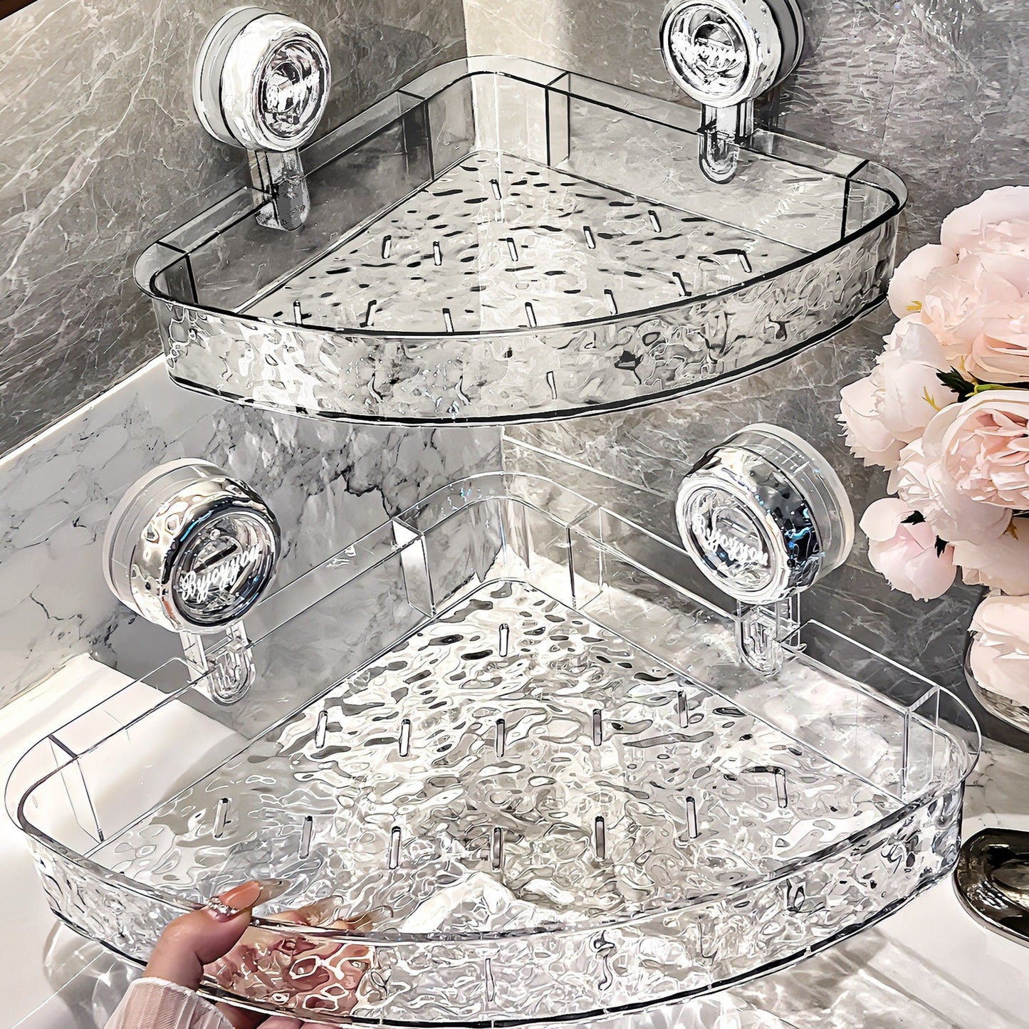 Organizador de pared transparente sin taladros: organizador triangular y rectangular multifuncional, extraíble y sin taladros.-ES