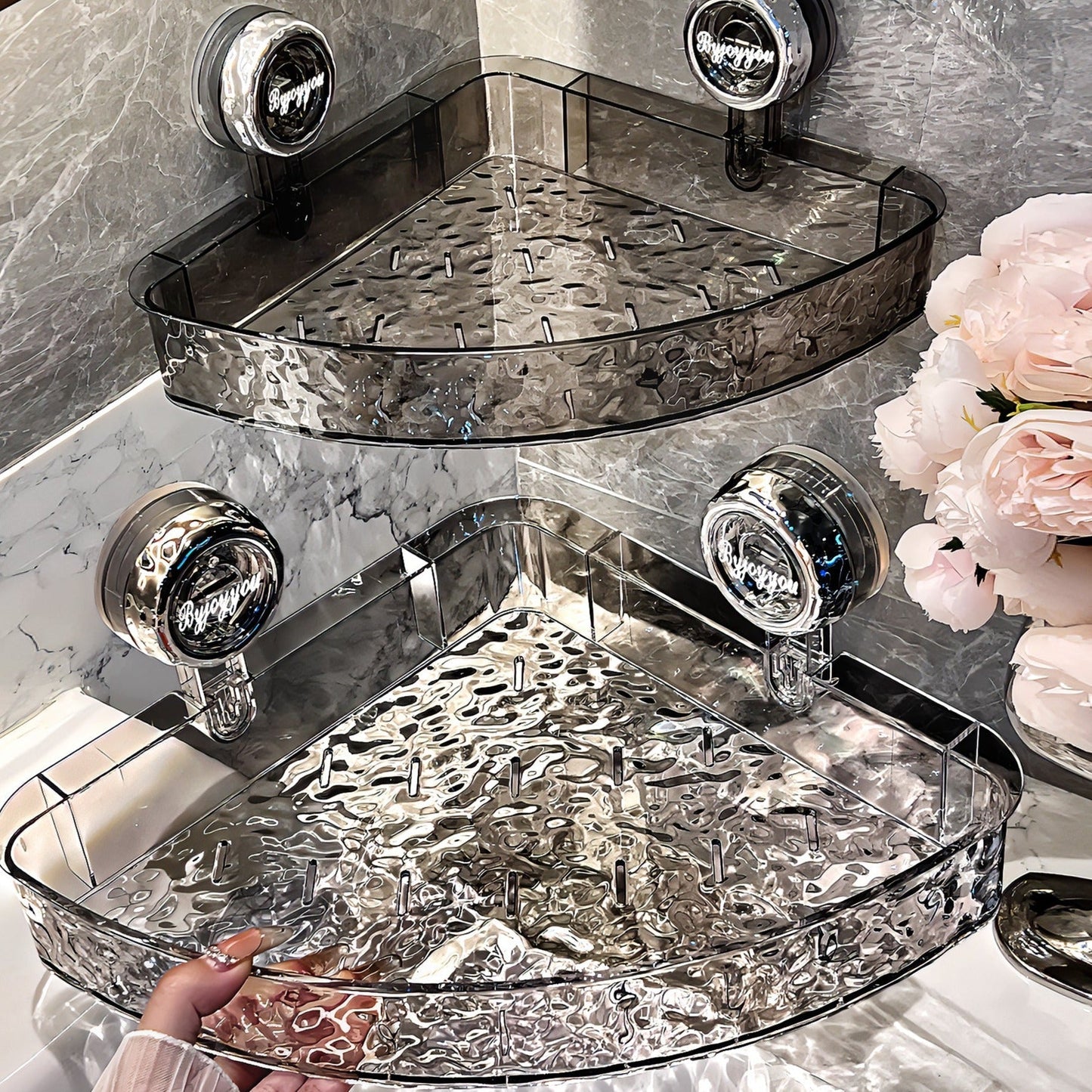 Organizador de pared transparente sin taladros: organizador triangular y rectangular multifuncional, extraíble y sin taladros.-ES