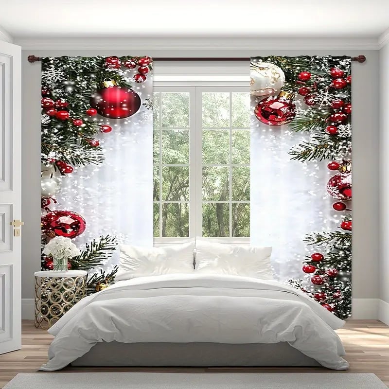 🎅Rebajas de Navidad 49% de descuento🎄Cortinas navideñas-ES