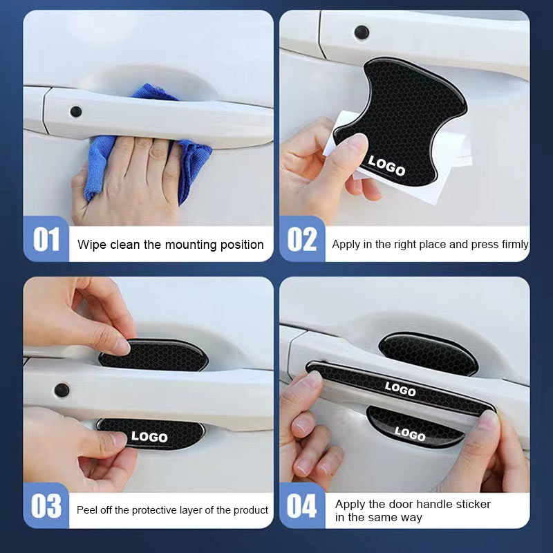 Pegatinas para manija de puerta de coche (panel de puerta + tira anticolisión / juego de 8 piezas)-ES
