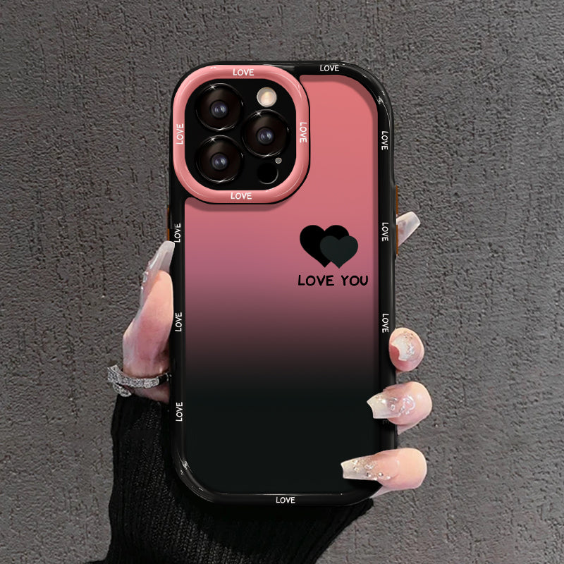 Θήκη iPhone σε ματ ντεγκραντέ – LOVE YOU & LUCKY Smiley Designs-GR