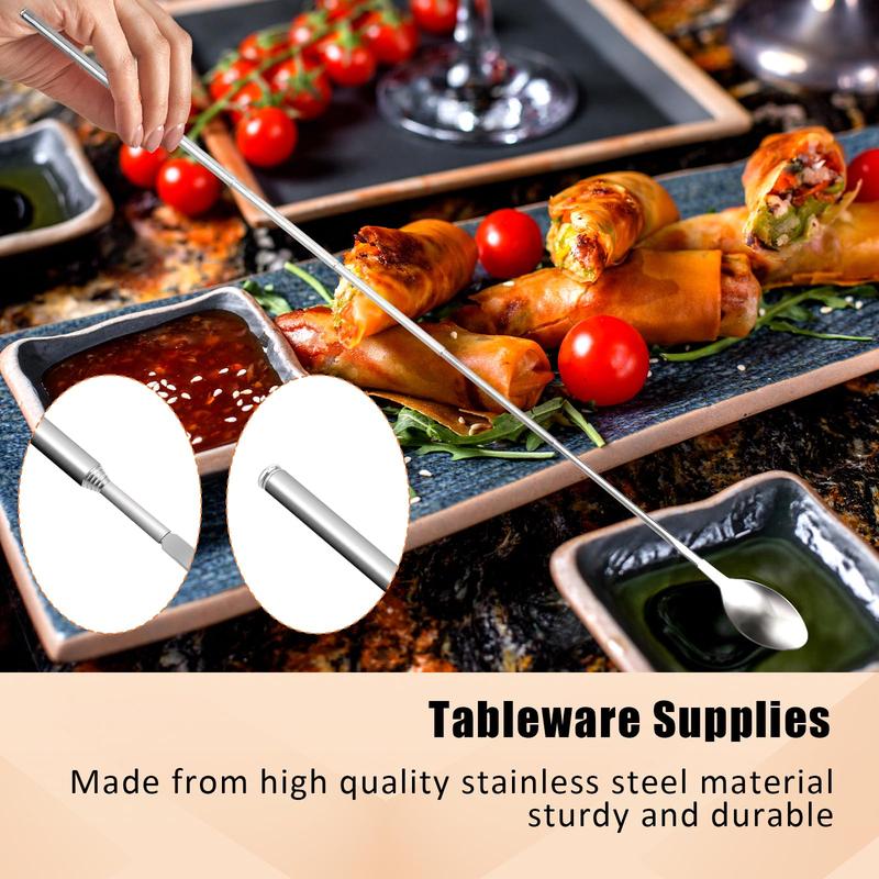 💥🔥Tenedor y cuchara telescópicos de acero inoxidable-ES