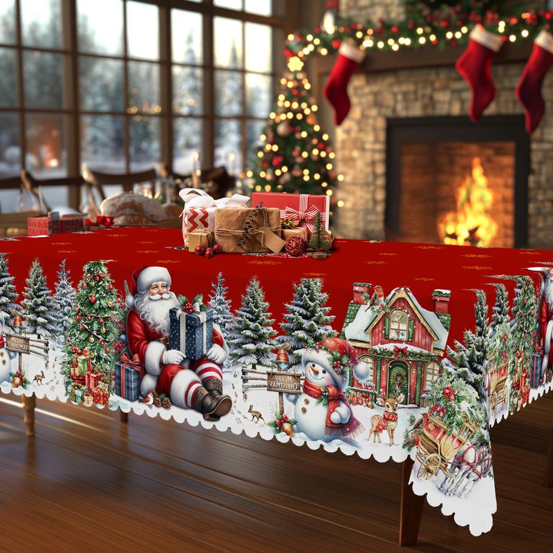 Mantel navideño de primera calidad: un encantador diseño de Papá Noel y renos para disfrutar de momentos alegres en familia.-ES