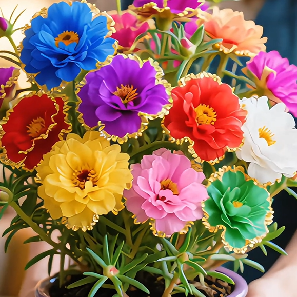 Kuldne pitsiline portulaka 🌸✨ Kaunid topeltõied suviste värvide jaoks-EE