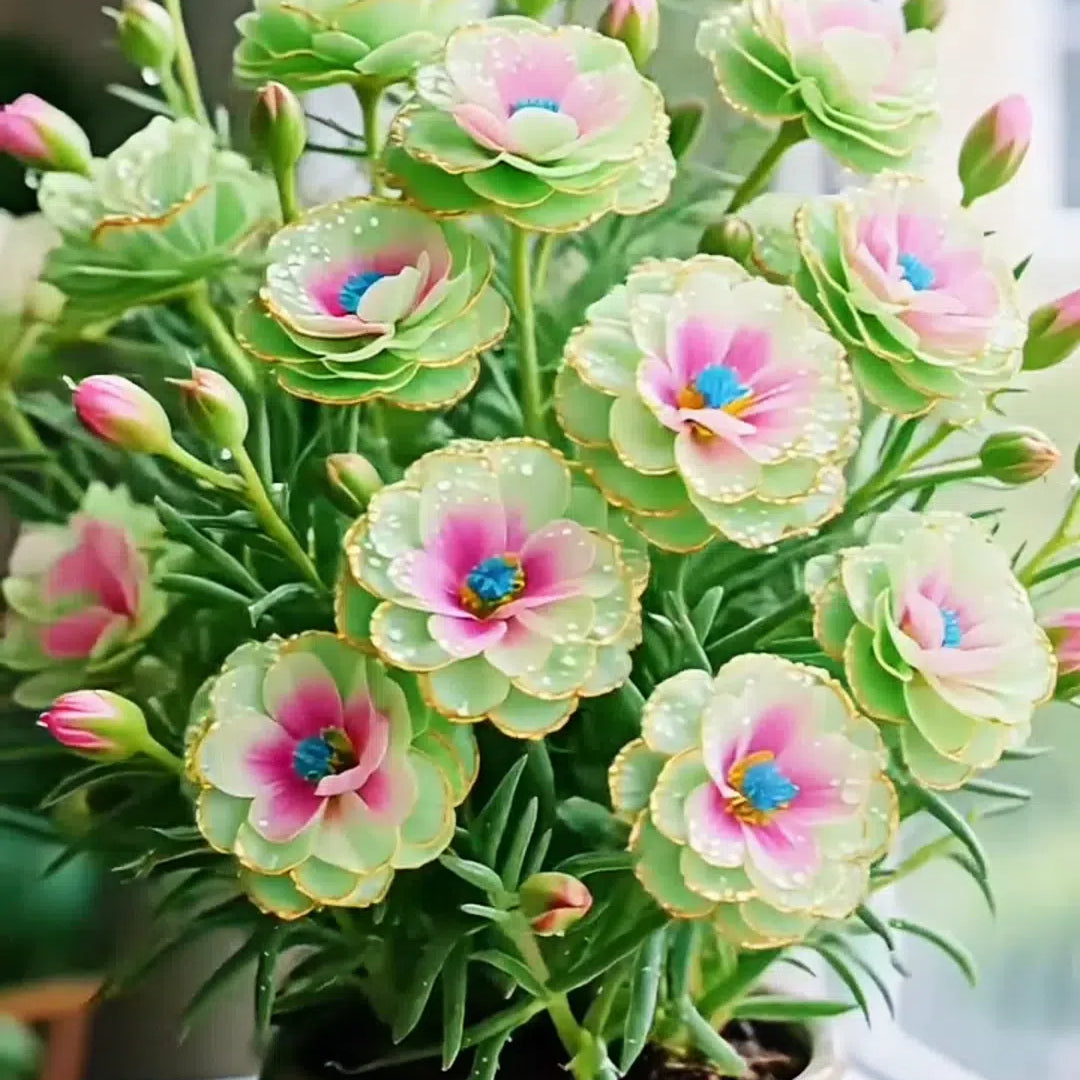Kuldne pitsiline portulaka 🌸✨ Kaunid topeltõied suviste värvide jaoks-EE