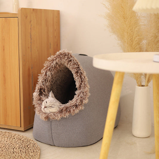 💥¡Oferta especial! 🐾Cama cueva para mascotas cálida de invierno🐈🐕-ES