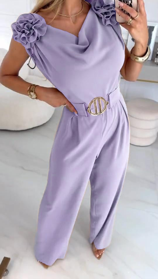 Mono de verano sin mangas para mujer con estampado floral 3D y cuello en V-ES