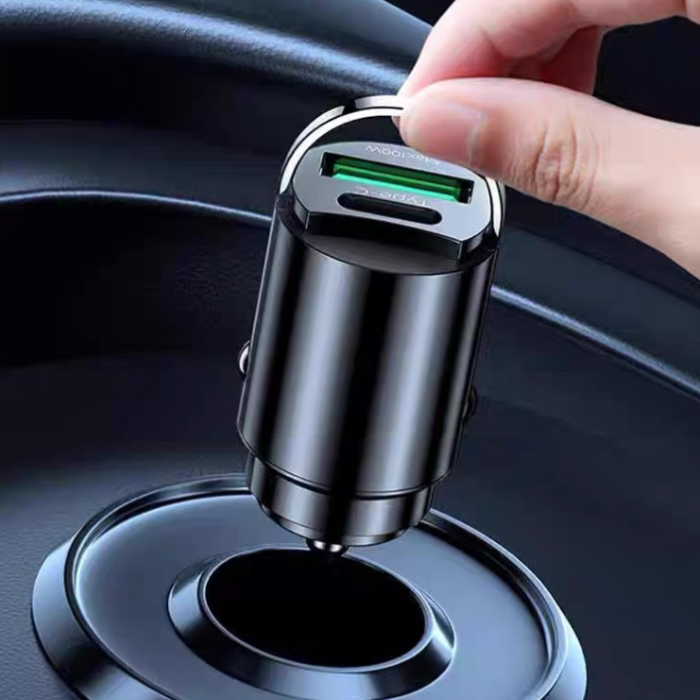Paslėptas automobilio USB įkroviklis su dviem prievadais-LT