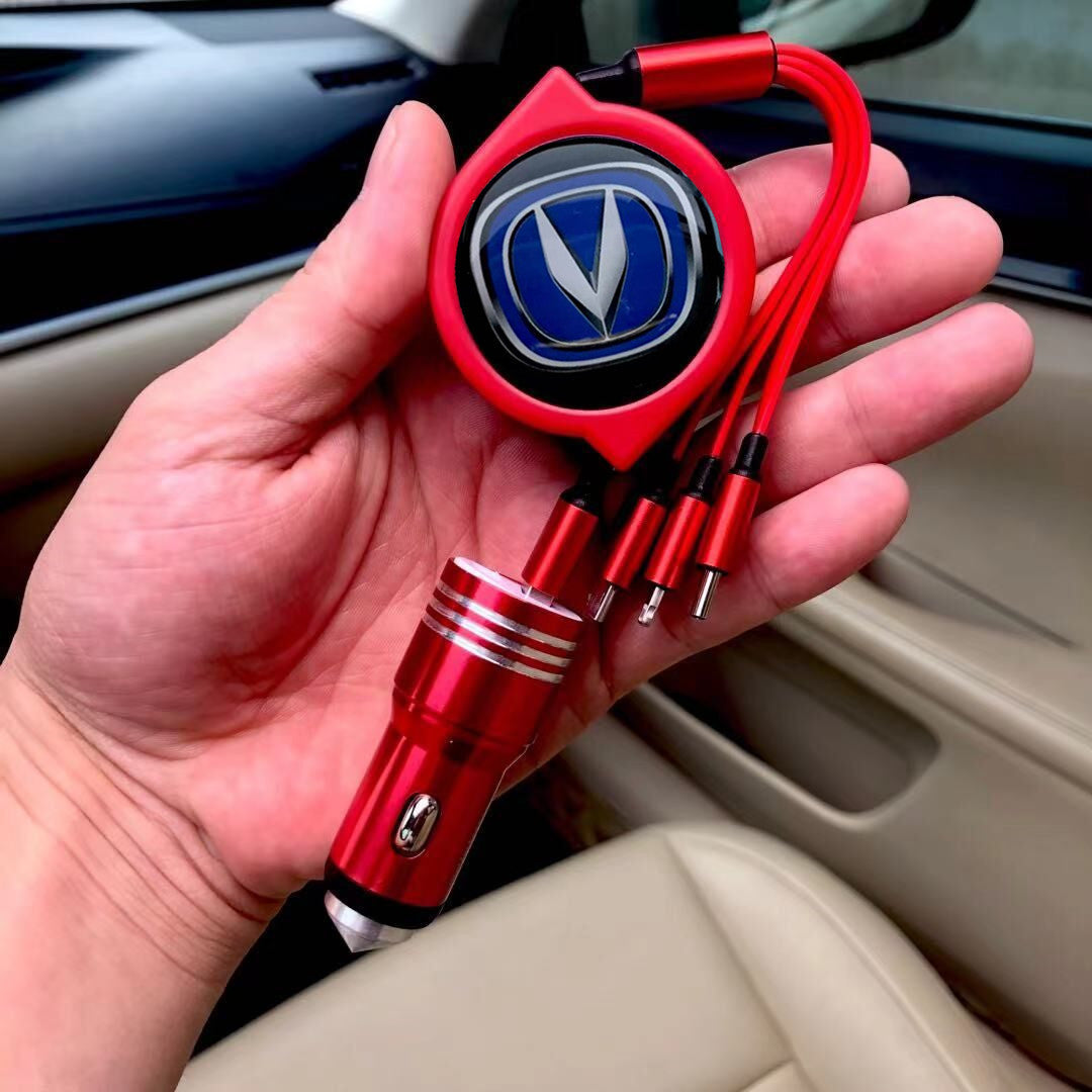 3 viename ištraukiamas automobilio duomenų kabelis + nemokamas automobilinis įkroviklis-LT