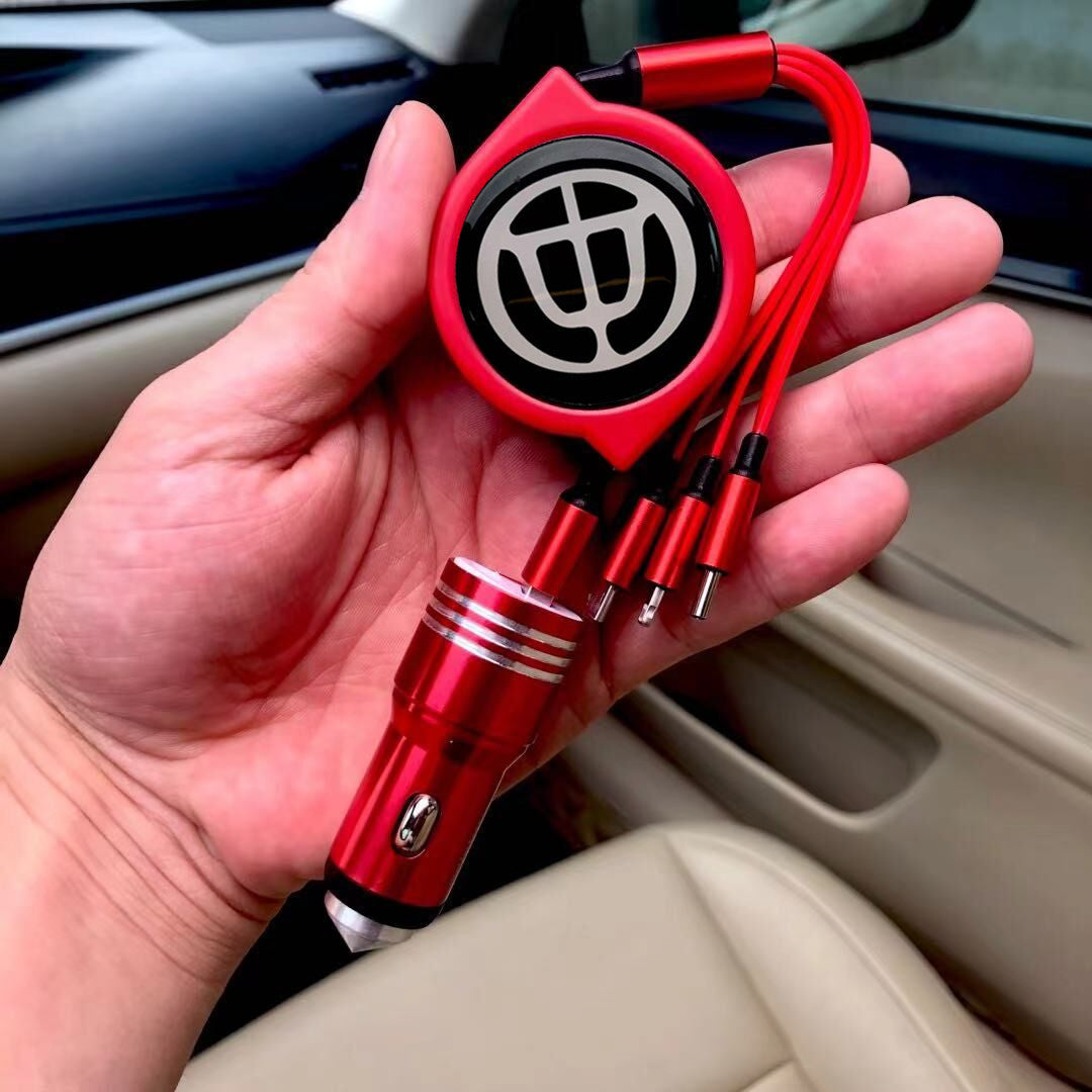 3 viename ištraukiamas automobilio duomenų kabelis + nemokamas automobilinis įkroviklis-LT