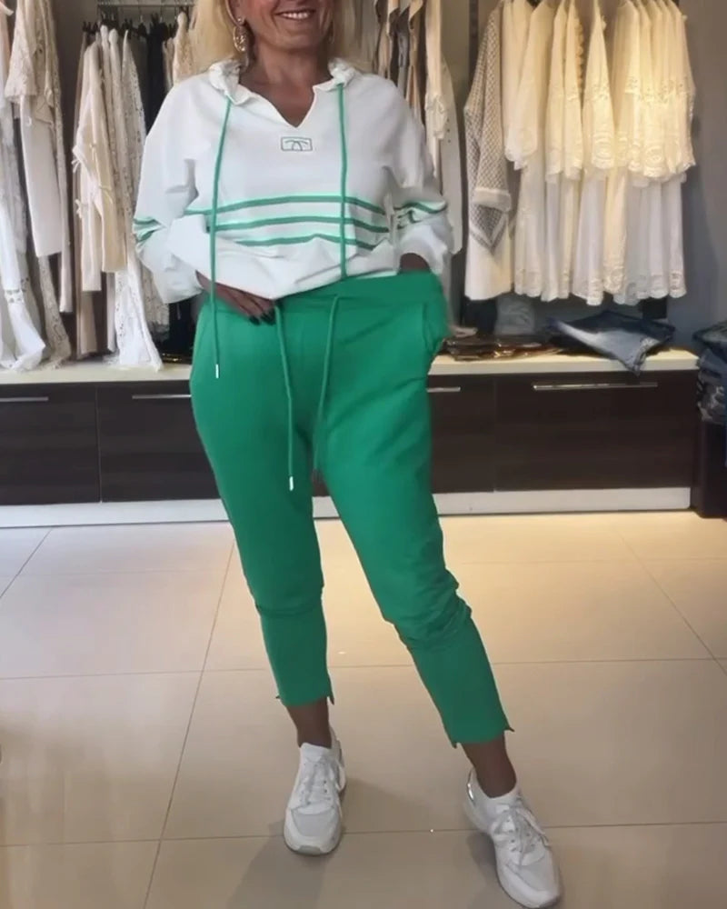 Conjunto de sudadera con estampado de rayas-ES