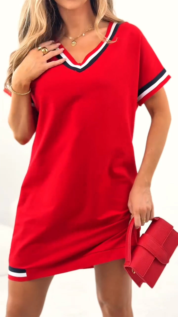 Ženska ležerna obleka s kontrastnim robom.-SI