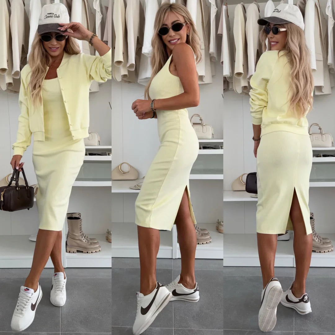 Moteriškas 2 viename laisvalaikio medvilninis kostiumas-LT