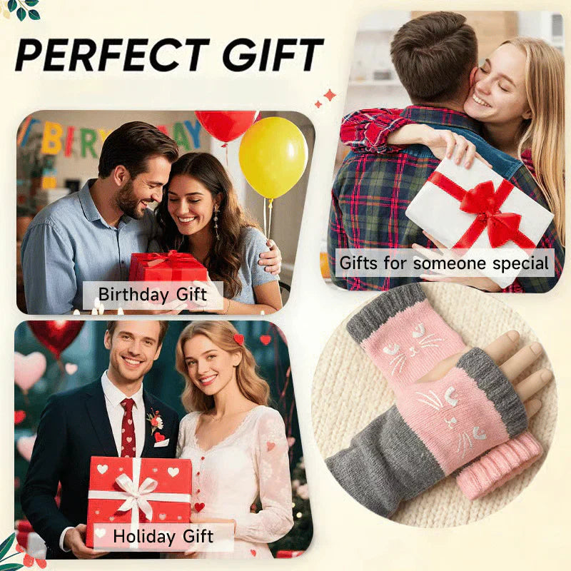 🐱 Mielos moteriškos megztos katės pirštinės🧤🧶-LT