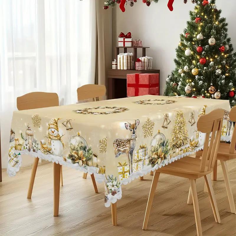 Mantel navideño de primera calidad: un encantador diseño de Papá Noel y renos para disfrutar de momentos alegres en familia.-ES