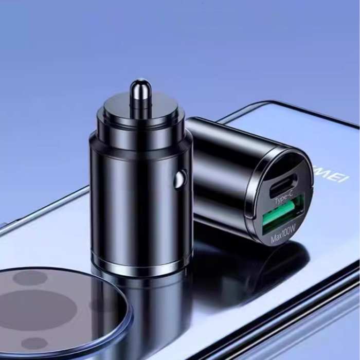 Paslėptas automobilio USB įkroviklis su dviem prievadais-LT