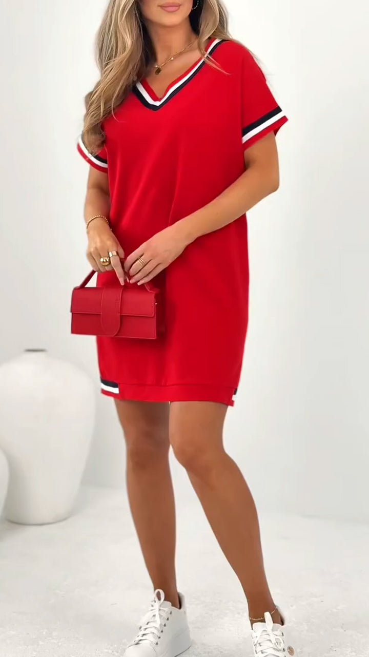 Ženska ležerna obleka s kontrastnim robom.-SI