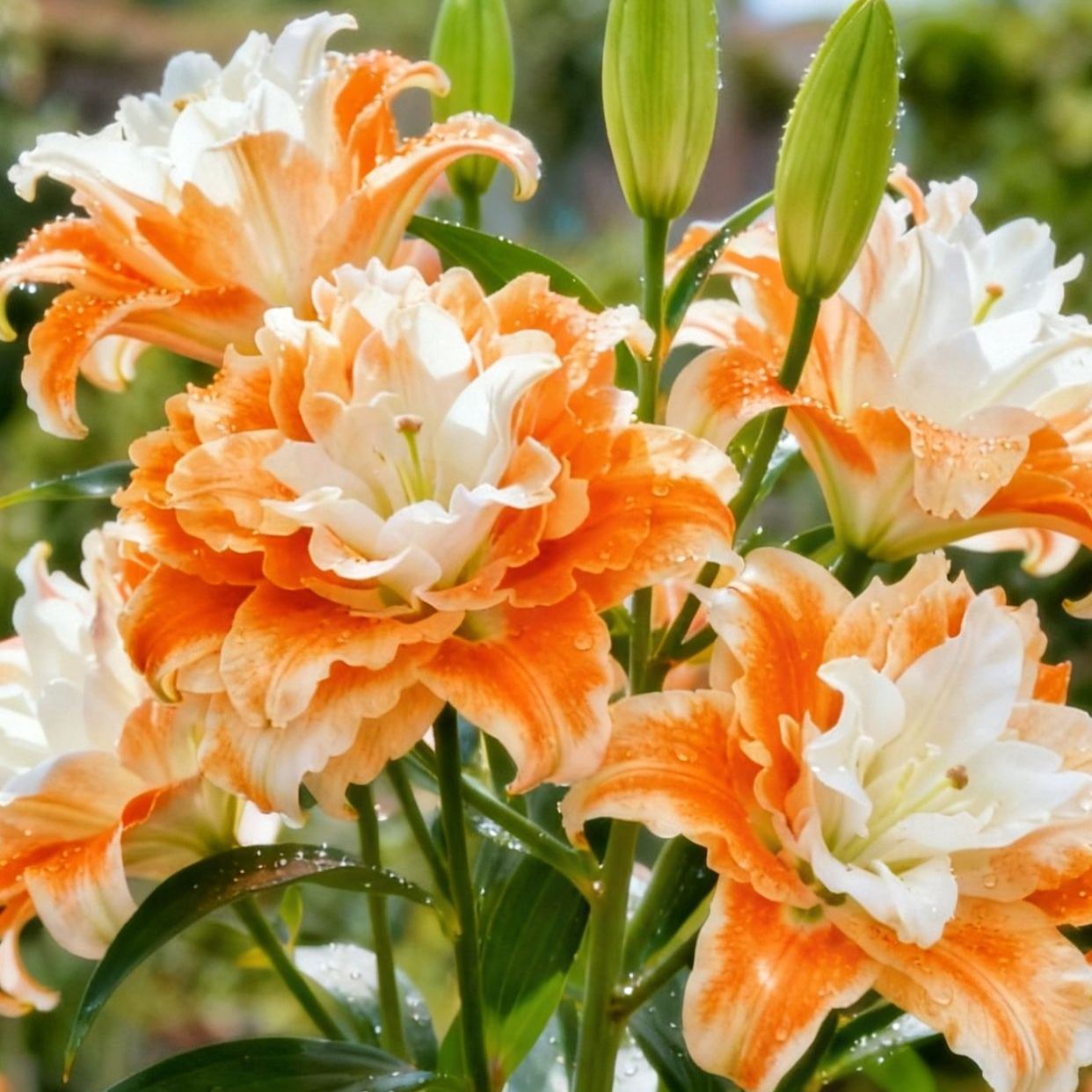 Bulbos de lirio fragante bicolor de doble pétalo: frescos y dulces.-ES