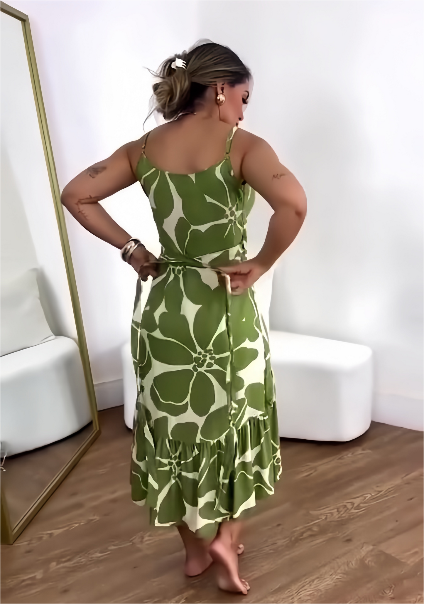 🌼 Vestidos casuales estampados con cuello en V para mujer-ES