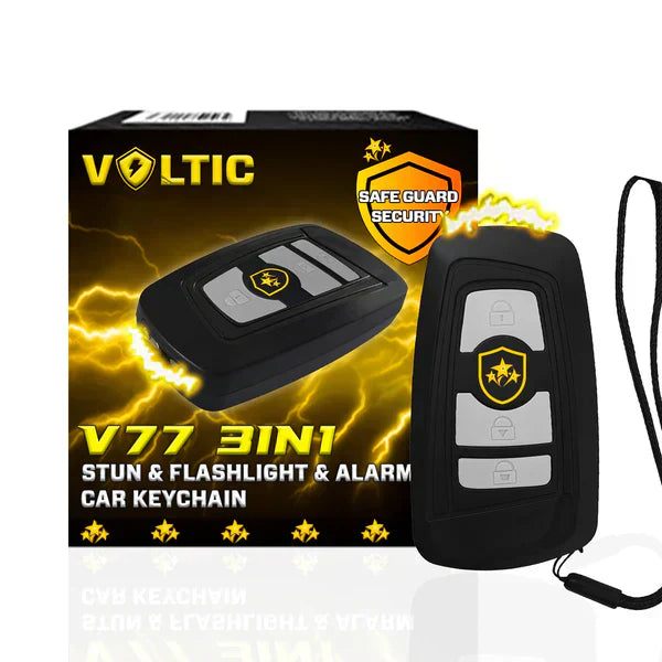 🔥 ⚡️ VOLTIC V77 Μπρελόκ αυτοκινήτου 3 σε 1 με όπλο αναισθητοποίησης, φακό και συναγερμό-GR