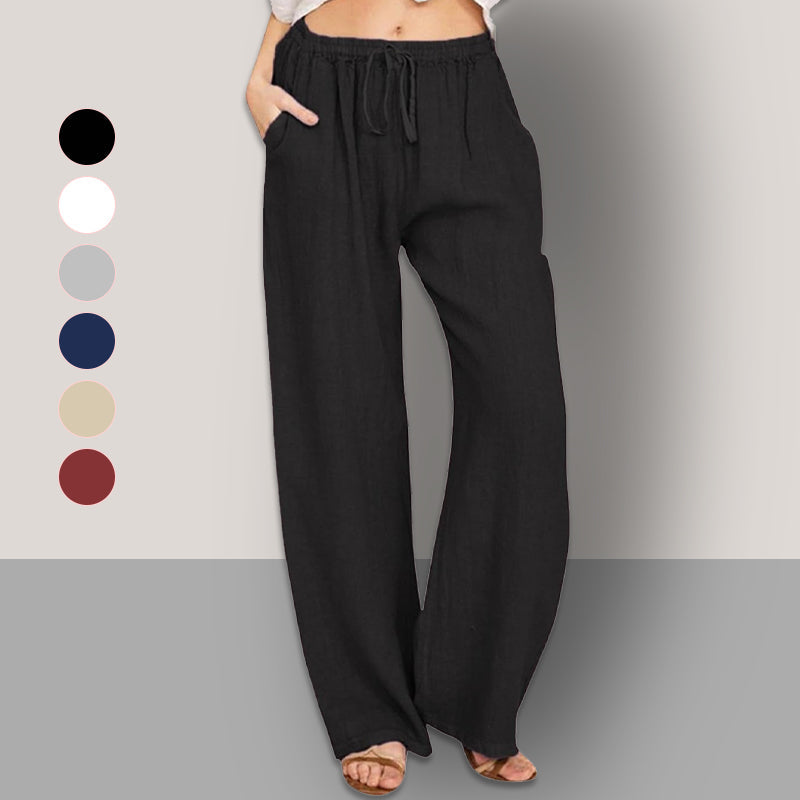 💟Pantalón de verano para mujer con pernera ancha, confeccionado en algodón y lino✨-ES