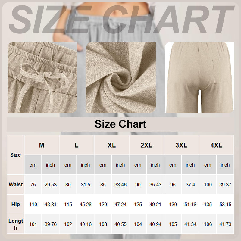 💟Pantalón de verano para mujer con pernera ancha, confeccionado en algodón y lino✨-ES