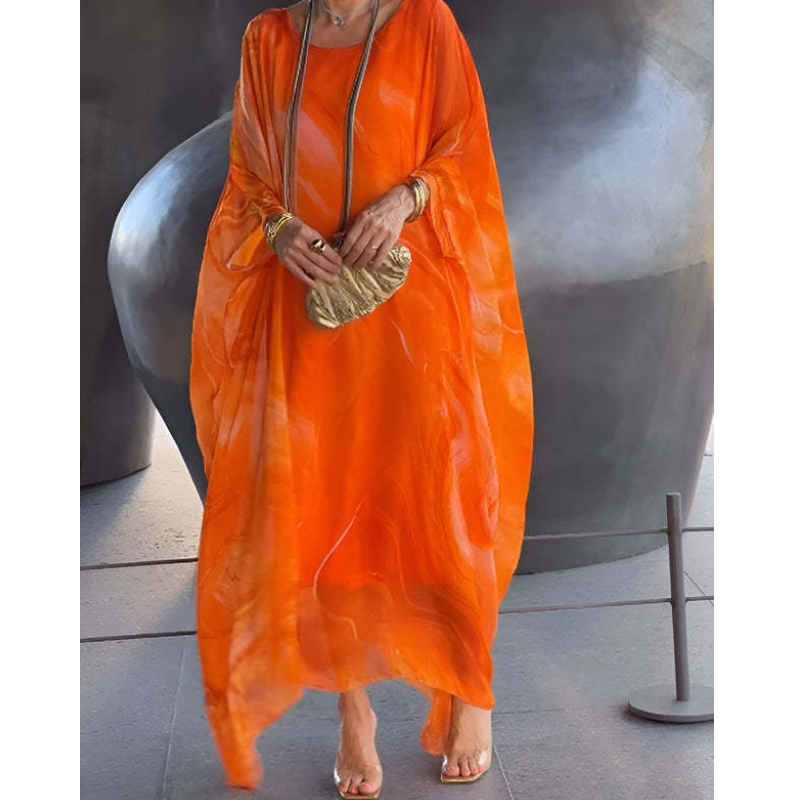 🔥Išpardavimas🔥Elegantiška šifono suknelė su marmuro raštu-LT