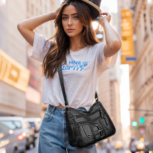 Moteriška vintažinė minkštos PU odos rankinė-LT