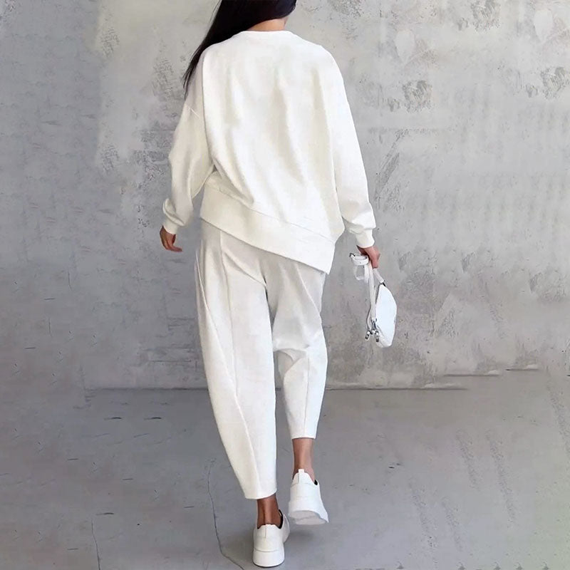 Dvodelni komplet z dolgimi rokavi in hlače z okroglim izrezom-SI