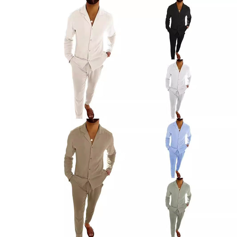 🌴Ανδρικό μινιμαλιστικό σετ δύο τεμαχίων από βαμβάκι και λινό-GR