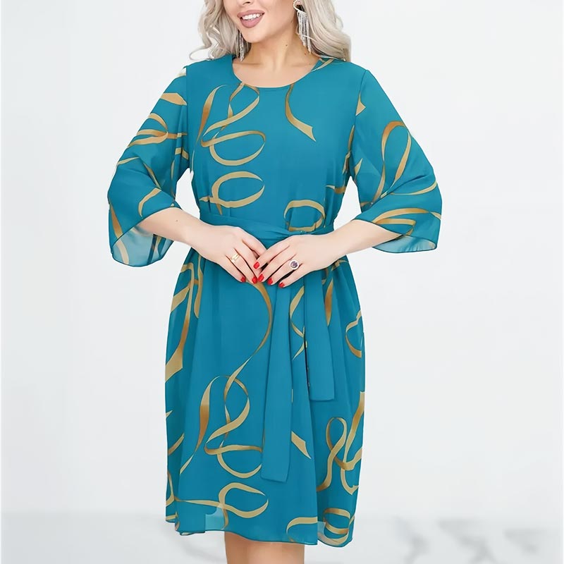 🌸Elegantiška laisva midi suknelė su rankogaliais-GR