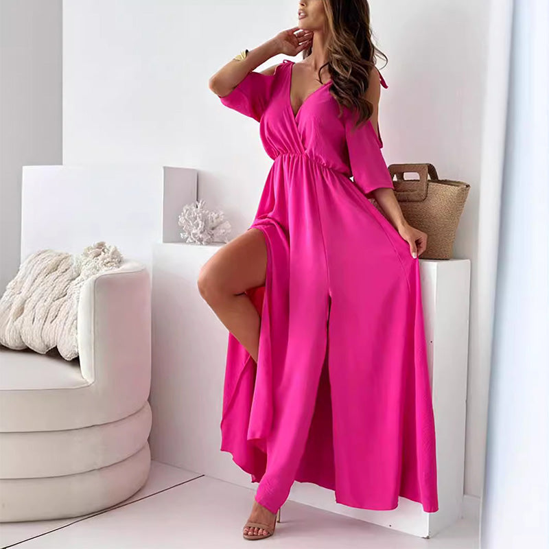【💖Nuevos Productos 2025】👗Vestido elegante y sexy para mujer con escote puntiagudo-ES
