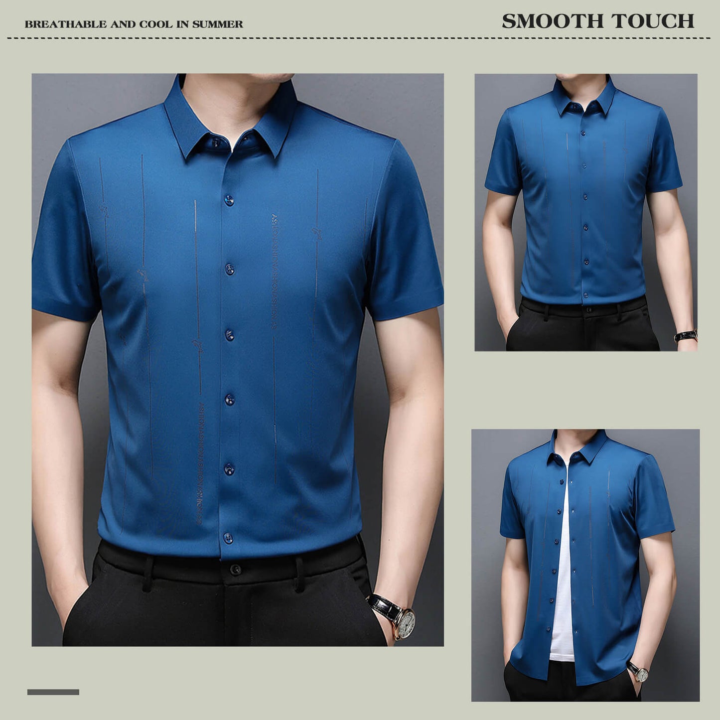 ❄️Vyriški, nesiglamžantys, labai tamprūs šilko marškiniai-LT