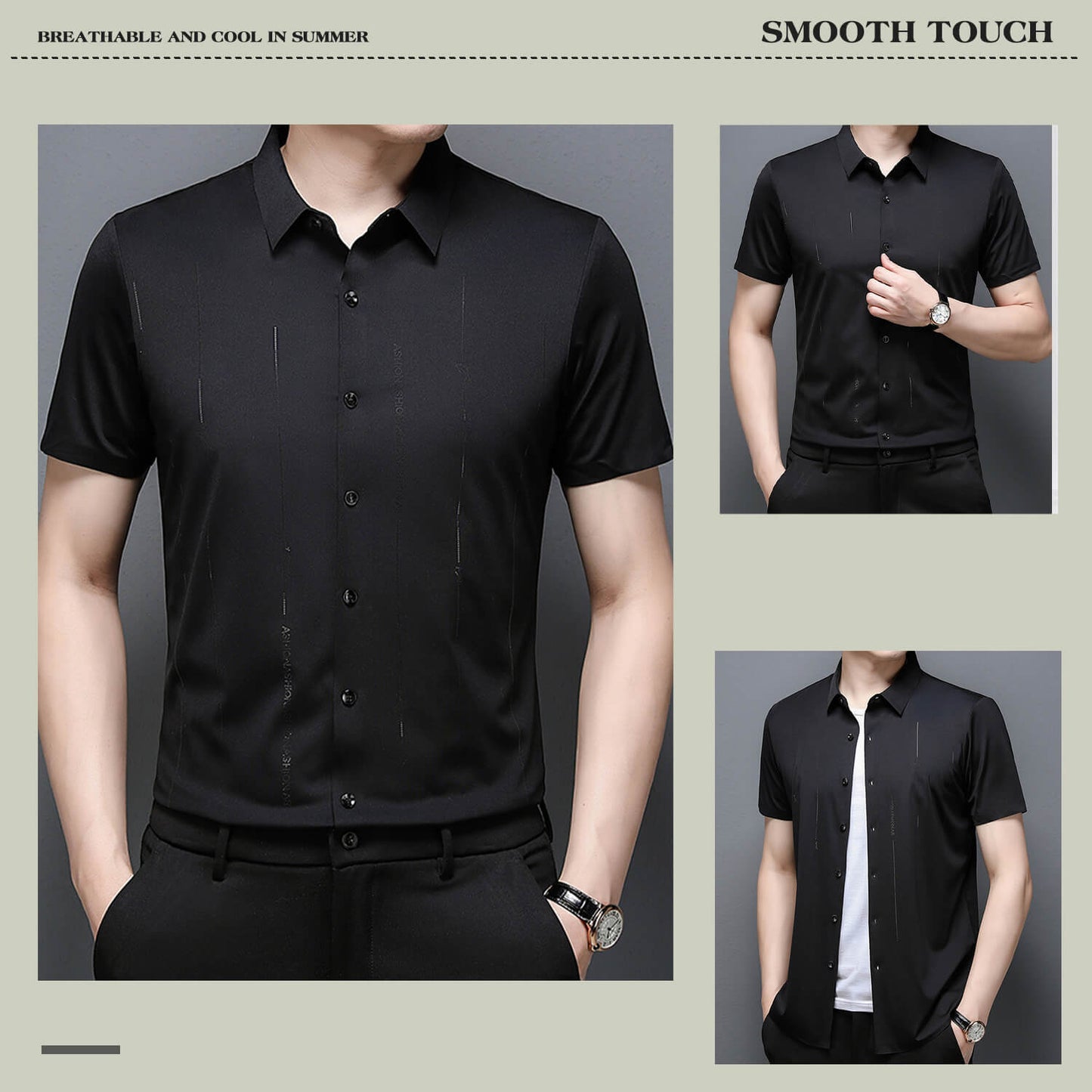 ❄️Vyriški, nesiglamžantys, labai tamprūs šilko marškiniai-LT