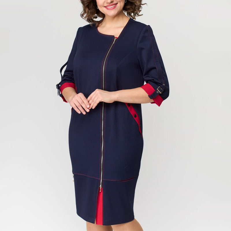 Vestido de moda de alta gama para mujer con cremallera lateral.-ES